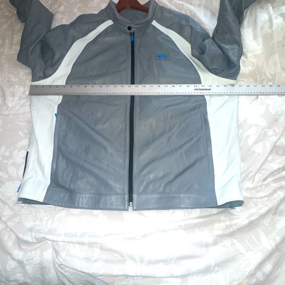 Rare Vintage Jordan Brand BHM edition 100% Leather Cool Gray Motorcycle Jacket - Picture 15 of 15
